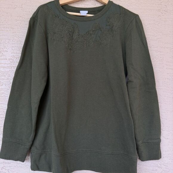 Chico’s Floral Pattern Embroidered Sweater - Picture 1 of 7